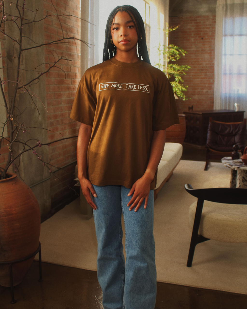 Take Less Oversized Tee - Camel
